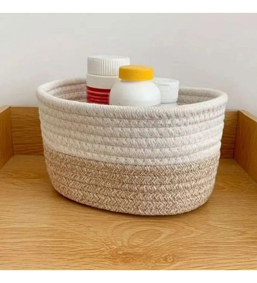 Generic Cotton Pack Of_1 Bathroom Storage Basket For Clothes (White)