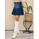 Generic Women's Denim Washed Buttoned Skirt (Blue) Generic Women's Denim Washed Buttoned Skirt (Blue)