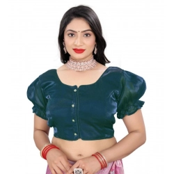 Generic Women's Jimmy Solid Designer Neck Elastic Sleeve Readymade Blouse (Teal 38 , Alterable up to 42)-PID65835