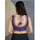 Generic Women's Silk Blend Embroidered V-Neck Non Padded Blouse (Purple 38 Ready (Alterable up to 42)