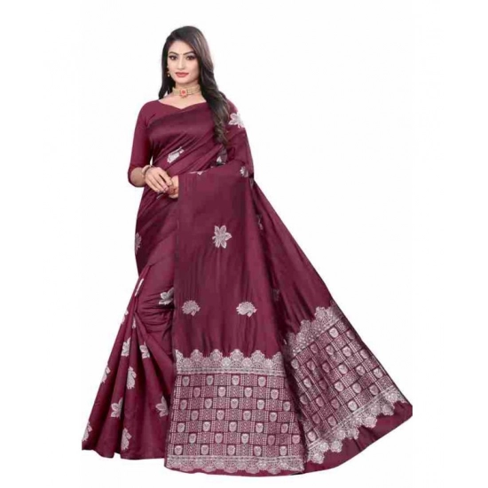 Generic Women's Soft Lichi Silk Printed Saree With Unstitched Blouse 5.5Mtr (Wine) Generic Women's Soft Lichi Silk Printed Saree With Unstitched Blouse 5.5Mtr (Wine)