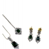 Generic Women's Brass Silver Plated Pendant Set (Green)