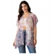 Generic Women's Chiffon Printed Short Sleeves Shrug (White - Purple)