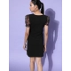 Generic Women's Organza And Polyester Lycra Floral Short Sleeve Dress (Black) Generic Women's Organza And Polyester Lycra Floral Short Sleeve Dress (Black)
