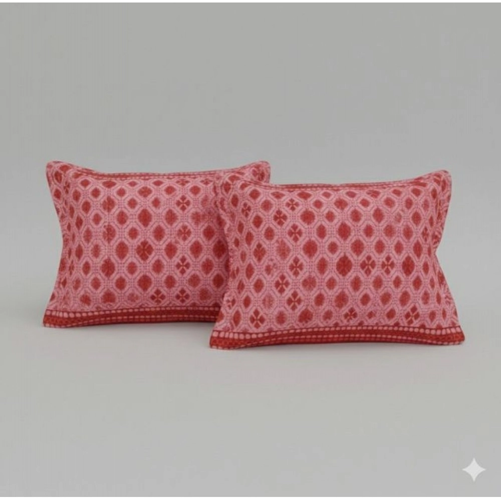 Generic Fleece Geometric Double Polar Warm Bedsheet with 2 Pillow Cover (Red)