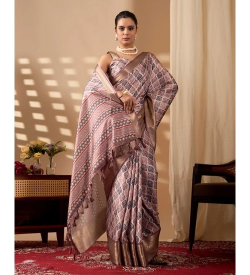 Generic Women's Faux_Silk Printed Saree With Unstitched Blouse 5.5Mtr (Light_Mauve) Generic Women's Faux_Silk Printed Saree With Unstitched Blouse 5.5Mtr (Light_Mauve)