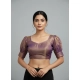 Generic Women's Erode Silk V Neck Padded Blouse (Purple, 38 Ready Size (Self-Alterable 36–40)