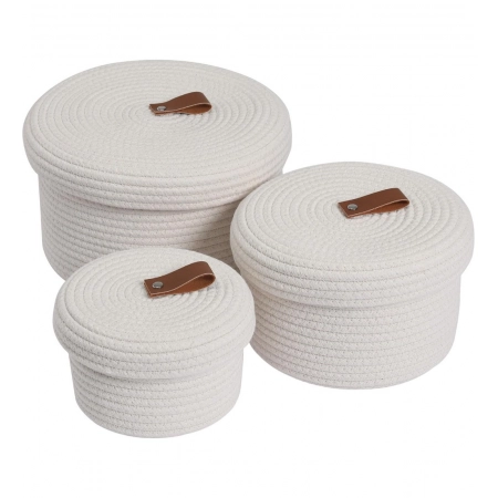 Generic Cotton 3 Pcs Set Roti Box Storage Basket With Lid (White) Generic Cotton 3 Pcs Set Roti Box Storage Basket With Lid (White)