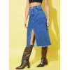 Generic Women's Denim Solid Buttoned Skirt (Blue)
