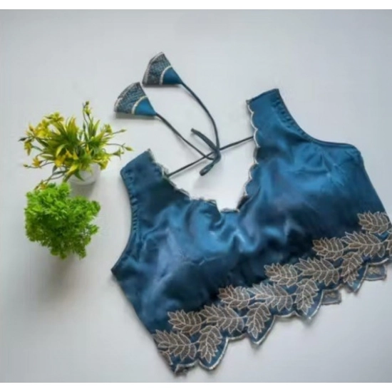 Generic Women's Silk Embroidered Sweetheart Neck Sleeveless Readymade Padded Blouse (Blue, Size 38) Generic Women's Silk Embroidered Sweetheart Neck Sleeveless Readymade Padded Blouse (Blue, Size 38)
