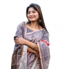Generic Women's Faux_Tussar Geometric_Print Saree With Unstitched Blouse 5.5Mtr (Orange)