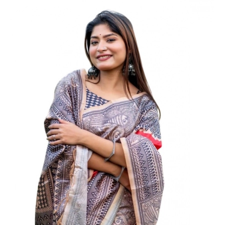 Generic Women's Faux_Tussar Geometric_Print Saree With Unstitched Blouse 5.5Mtr (Orange) Generic Women's Faux_Tussar Geometric_Print Saree With Unstitched Blouse 5.5Mtr (Orange)