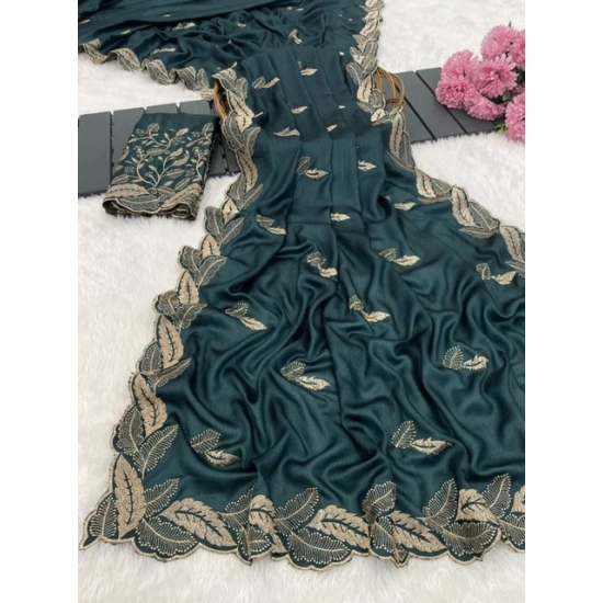 Generic Women's Georgette Embroidered Saree With Unstitched Blouse 5.5Mtr (Teal) Generic Women's Georgette Embroidered Saree With Unstitched Blouse 5.5Mtr (Teal)