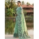 Generic Women's Linen Cotton Printed Saree With Unstitched Blouse 5.5Mtr (Rama Green)