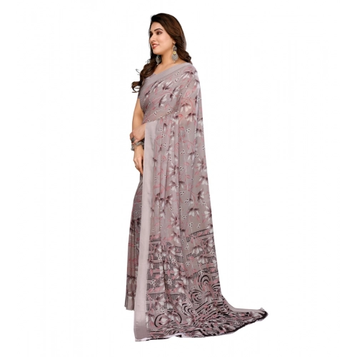 Women's Georgette Printed Saree With Unstitched Blouse 5.5Mtr (Grey) Women's Georgette Printed Saree With Unstitched Blouse 5.5Mtr (Grey)