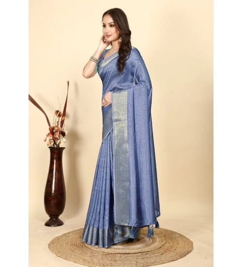 Generic Women's Cotton Blend Checkered Saree With Unstitched Blouse 5.5Mtr (Blue) Generic Women's Cotton Blend Checkered Saree With Unstitched Blouse 5.5Mtr (Blue)