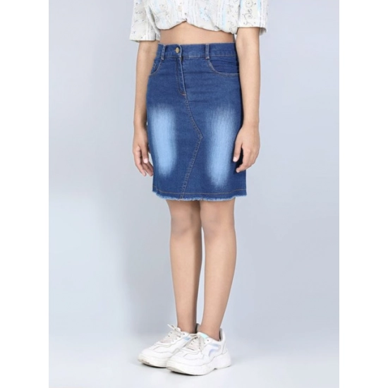 Generic Girl's Denim Solid Buttoned Skirt (Blue) Generic Girl's Denim Solid Buttoned Skirt (Blue)
