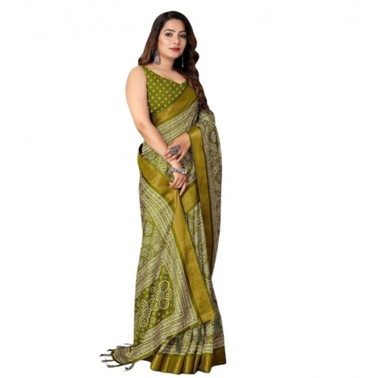 Generic Women's Cotton Silk Printed Saree With Unstitched Blouse 5.5Mtr (Green) Generic Women's Cotton Silk Printed Saree With Unstitched Blouse 5.5Mtr (Green)