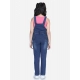 Generic Girl's Denim Patch Work Buttoned Dungaree (Blue)