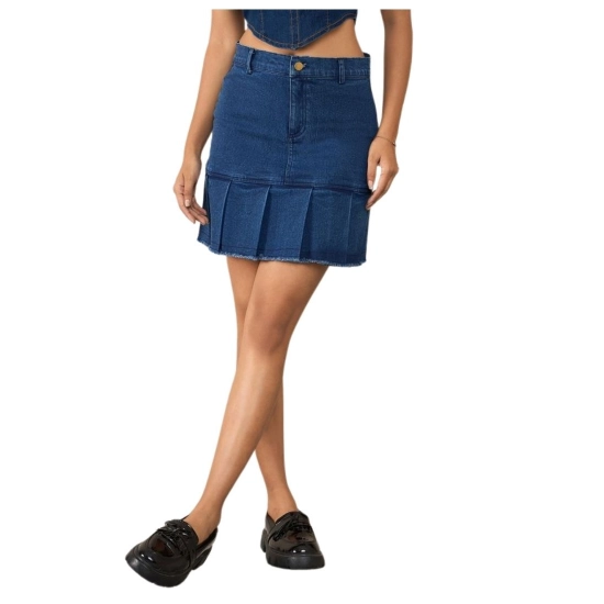 Generic Women's Denim Washed Buttoned Skirt (Blue) Generic Women's Denim Washed Buttoned Skirt (Blue)
