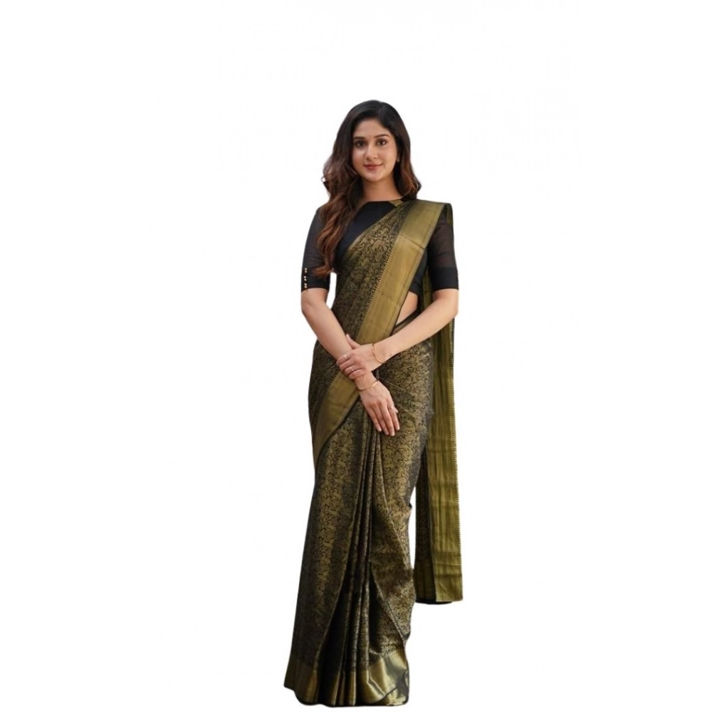 Generic Women's Soft Lichi Silk Printed Saree With Unstitched Blouse 5.5Mtr (Green) Generic Women's Soft Lichi Silk Printed Saree With Unstitched Blouse 5.5Mtr (Green)