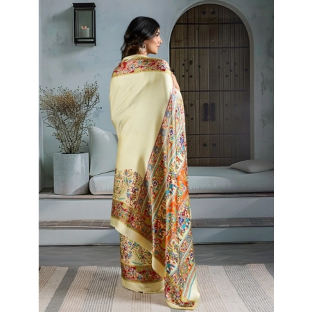 Generic Women's Satin Crepe Printed Saree With Unstitched Blouse 5.5Mtr (Cream) Generic Women's Satin Crepe Printed Saree With Unstitched Blouse 5.5Mtr (Cream)