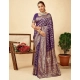 Generic Women's Jacquard Printed Saree With Unstitched Blouse 5.5Mtr (Purple)