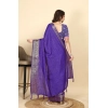 Generic Women's Cotton Blend Checkered Saree With Unstitched Blouse 5.5Mtr (Royal Blue)