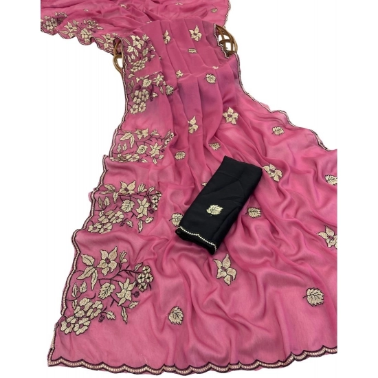 Generic Women's Viscose Silk Embroidered Saree With Unstitched Blouse 5.5Mtr (Pink) Generic Women's Viscose Silk Embroidered Saree With Unstitched Blouse 5.5Mtr (Pink)