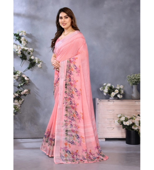 Generic Women's Linen Cotton Printed Saree With Unstitched Blouse 5.5Mtr (Peach) Generic Women's Linen Cotton Printed Saree With Unstitched Blouse 5.5Mtr (Peach)