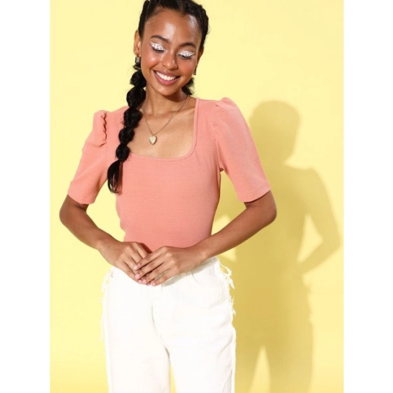 Generic Women's Polyester Lycra Solid Short Sleeve Top (Pink) Generic Women's Polyester Lycra Solid Short Sleeve Top (Pink)