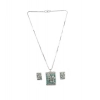 Generic Women's Brass Silver Plated Pendant Set (Turquoise)