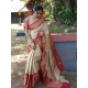 Generic Women's Litchi silk Printed Saree With Unstitched Blouse (Beige)