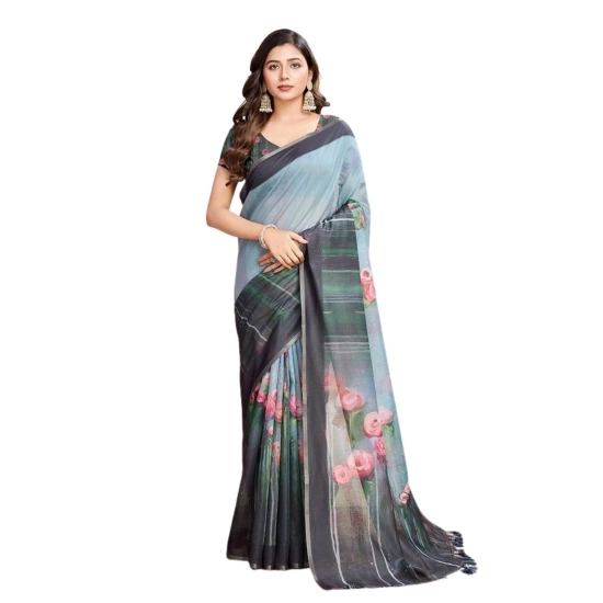 Generic Women's Semi Cotton Digital Print Saree With Unstitched Blouse 5.5Mtr (Green) Generic Women's Semi Cotton Digital Print Saree With Unstitched Blouse 5.5Mtr (Green)