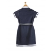 Generic Girl's Denim Lycra Ribbed Elasticated Dress with Belt (Navy Blue-White) Generic Girl's Denim Lycra Ribbed Elasticated Dress with Belt (Navy Blue-White)