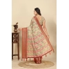Generic Women's Cotton Silk Floral Printed Saree With Unstitched Blouse 5.5Mtr (Gold)