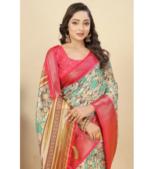 Generic Women's Cotton Silk Floral Printed Saree With Unstitched Blouse 5.5Mtr (Multicolor) Generic Women's Cotton Silk Floral Printed Saree With Unstitched Blouse 5.5Mtr (Multicolor)