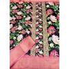 Generic Women's Cotton Silk Floral Printed Saree With Unstitched Blouse 5.5Mtr (Black)