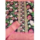 Generic Women's Cotton Silk Floral Printed Saree With Unstitched Blouse 5.5Mtr (Black)