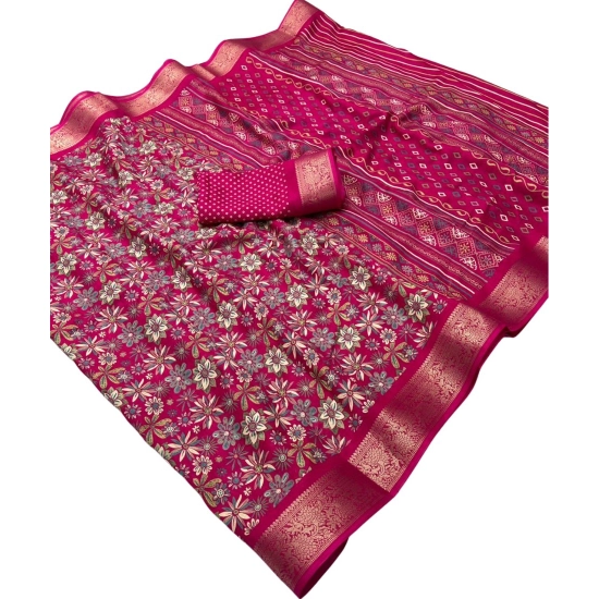 Generic Women's Dola Silk Floral Printed Saree With Unstitched Blouse 5.5Mtr (Pink) Generic Women's Dola Silk Floral Printed Saree With Unstitched Blouse 5.5Mtr (Pink)