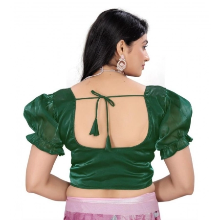 Generic Women's Jimmy Solid Designer Neck Elastic Sleeve Readymade Blouse (Green 38 , Alterable up to 42)-PID65829 Generic Women's Jimmy Solid Designer Neck Elastic Sleeve Readymade Blouse (Green 38 , Alterable up to 42)-PID65829