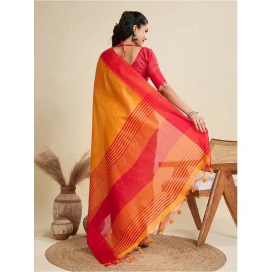 Generic Women's Raw_Silk Woven Saree With Unstitched Blouse 5.5Mtr (Mustard)