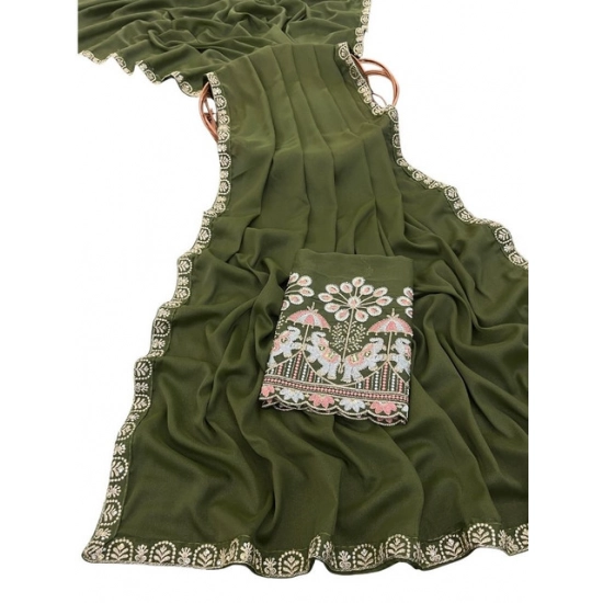 Generic Women's Art Silk Embroidered Saree With Unstitched Blouse 5.5Mtr (Green) Generic Women's Art Silk Embroidered Saree With Unstitched Blouse 5.5Mtr (Green)