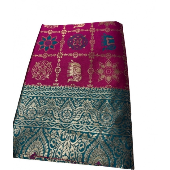 Generic Women's Jacquard Printed Saree With Unstitched Blouse 5.5Mtr (Magenta)