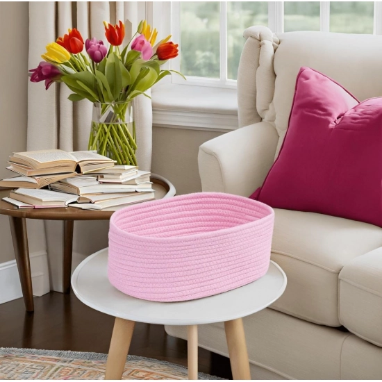 Generic Cotton Oval 10x7x5 Inch Bedside Organizer With Out Lid (Pink) Generic Cotton Oval 10x7x5 Inch Bedside Organizer With Out Lid (Pink)