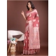 Generic Women's Linen Cotton Printed Saree With Unstitched Blouse 5.5Mtr (Pink)