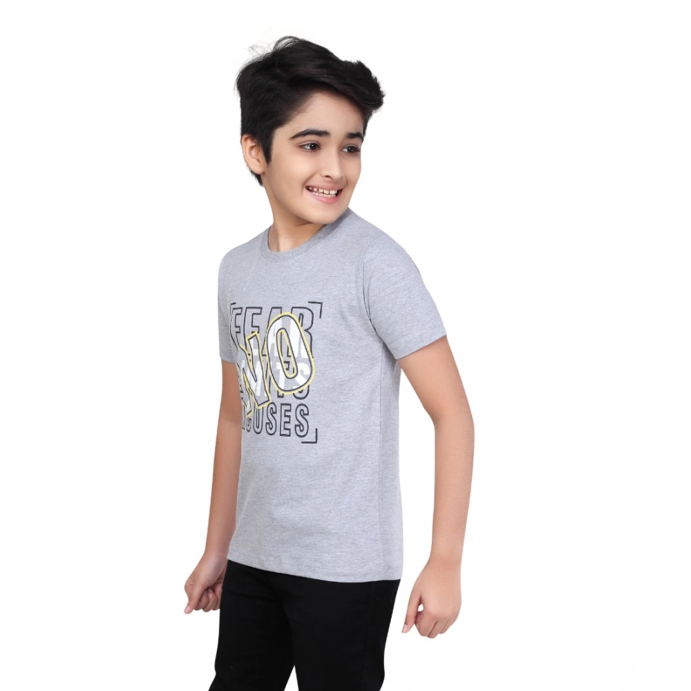 Generic Boy's Cotton Grapic Printed Round Neck T-Shirt (Grey Melange) Generic Boy's Cotton Grapic Printed Round Neck T-Shirt (Grey Melange)