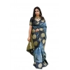 Generic Women's Soft Lichi Silk Printed Saree With Unstitched Blouse 5.5Mtr (Grey)