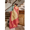 Generic Women's Silk Blend Booti Work Ready to wear Saree With Unstitched Blouse 5.5Mtr (LightBeige)