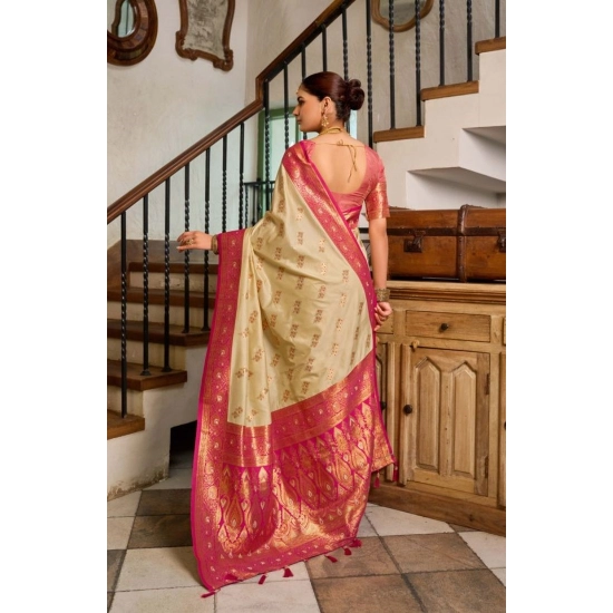 Generic Women's Silk Blend Booti Work Ready to wear Saree With Unstitched Blouse 5.5Mtr (LightBeige) Generic Women's Silk Blend Booti Work Ready to wear Saree With Unstitched Blouse 5.5Mtr (LightBeige)